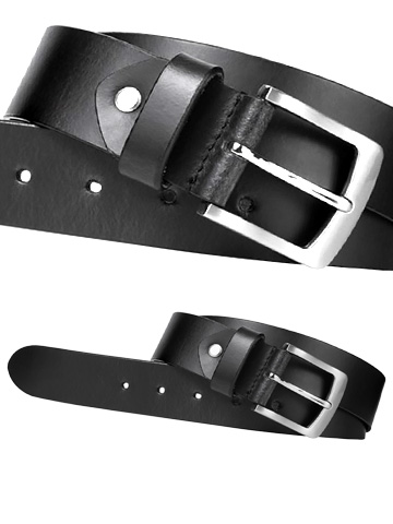 Ledergürtel 40 mm, 1-Dornschnalle, Metall gebürstet